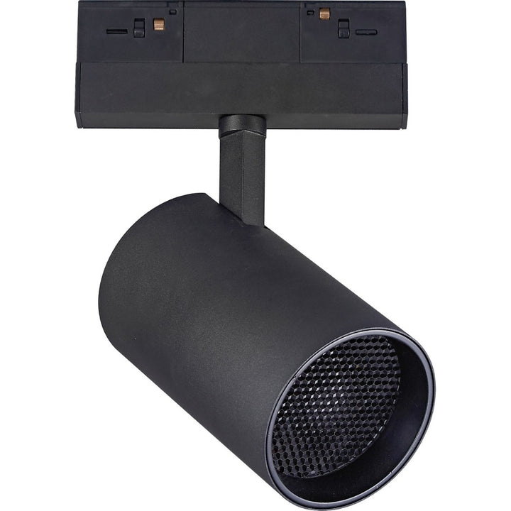 Luminario spot de riel MAGNETO ATENUABLE 25W dirigible y orientable, 48Vcd, 3000K, ángulo 35°, 0-10V, acabado negro de AURO Lighting
