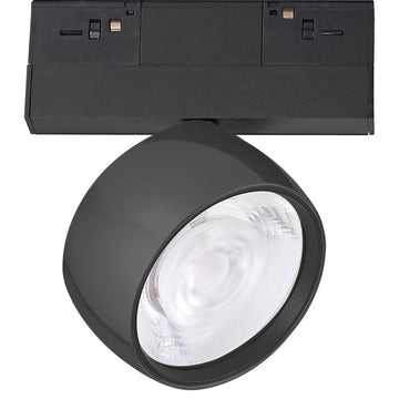 Luminario spot de riel MAGNETO ATENUABLE 18W dirigible y orientable, 48Vcd, 3000K, ángulo 35°, 0-10V, acabado negro de AURO Lighting