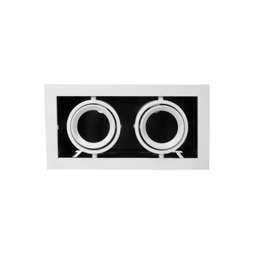 Luminario retrofit rectangular -11x21.1cm-  EYRA orientable, para dos lámparas MR16 GU10, acabado blanco de AURO Lighting