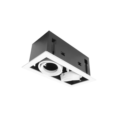 Luminario retrofit rectangular -11x21.1cm-  EYRA orientable, para dos lámparas MR16 GU10, acabado blanco de AURO Lighting