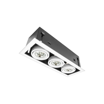 Luminario retrofit rectangular -11x29.5cm-  EYRA orientable, para tres lámparas GU10, acabado blanco de AURO Lighting