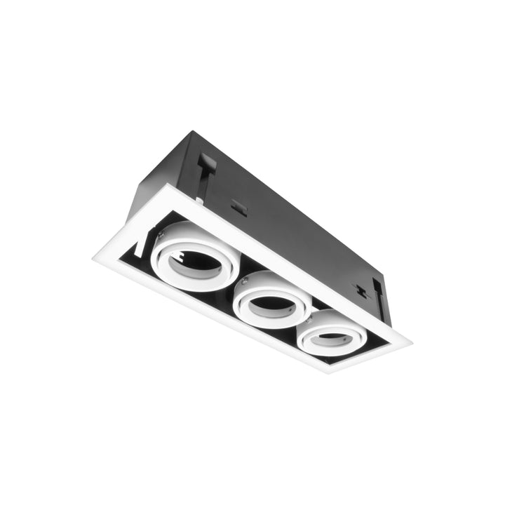 Luminario retrofit rectangular -11x29.5cm-  EYRA orientable, para tres lámparas GU10, acabado blanco de AURO Lighting