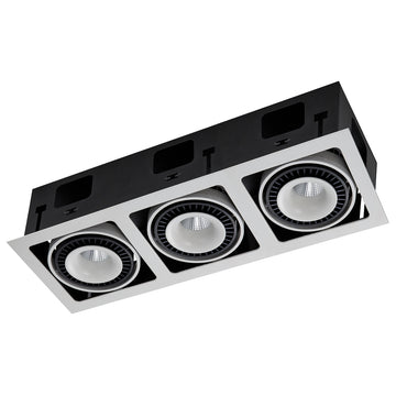 Downlight CIRA 54W 24° CRI>90 rectangular doble cabeza orientable acabado blanco o negro, color de luz neutro cálido de Auro Lighting