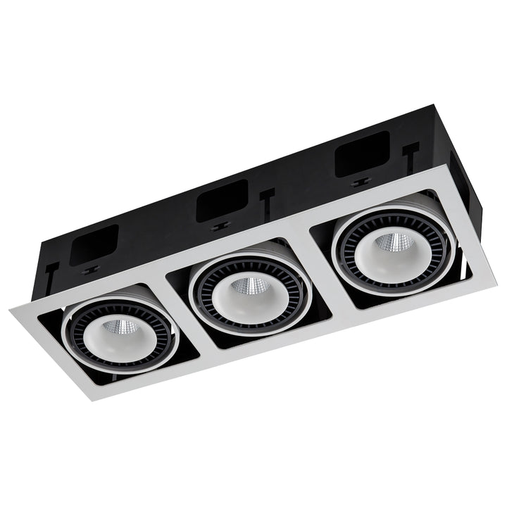 Downlight CIRA 54W 24° CRI>90 rectangular doble cabeza orientable acabado blanco o negro, color de luz neutro cálido de Auro Lighting