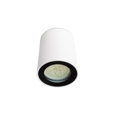 Luminario exterior cilíndrico de sobreponer CILINDAR IP Ø6.9cm para MR16 GU10 opción de acabado blanco o negro de AURO Lighting