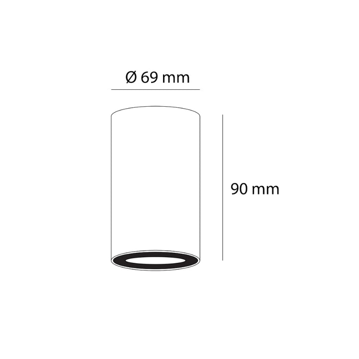 Luminario exterior cilíndrico de sobreponer CILINDAR IP Ø6.9cm para MR16 GU10 opción de acabado blanco o negro de AURO Lighting