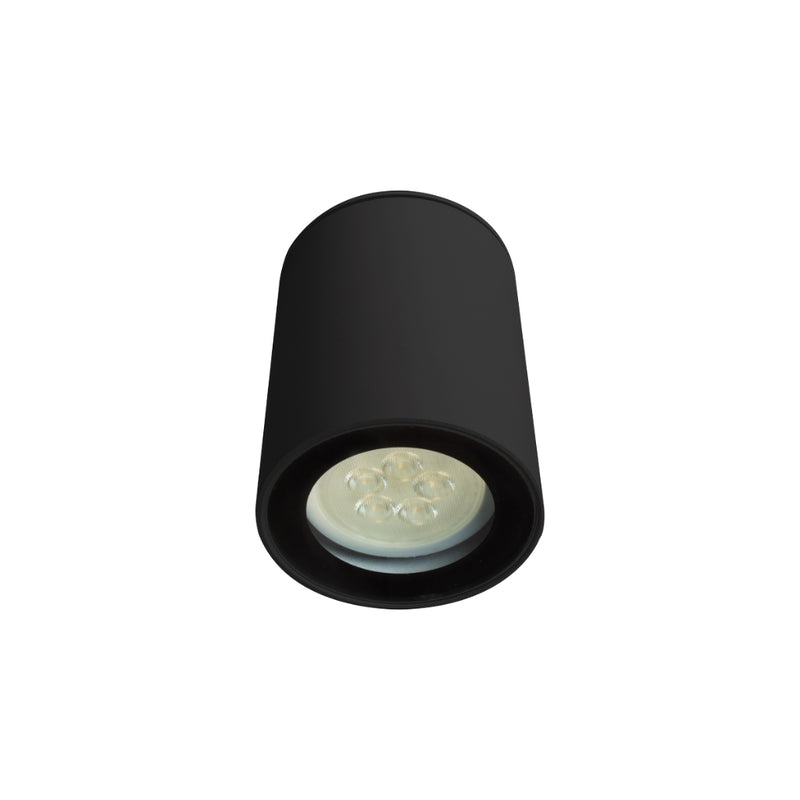 Luminario exterior cilíndrico de sobreponer CILINDAR IP Ø6.9cm para MR16 GU10 opción de acabado blanco o negro de AURO Lighting