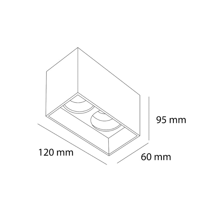 Luminario CUBE  doblepara sobreponer en para dos lámparas GU10, acabado blanco o negro de AURO Lighting