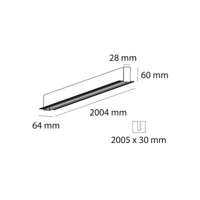 Riel 2m de empotrar MAGNETO ATENUABLE, acabado negro de AURO Lighting