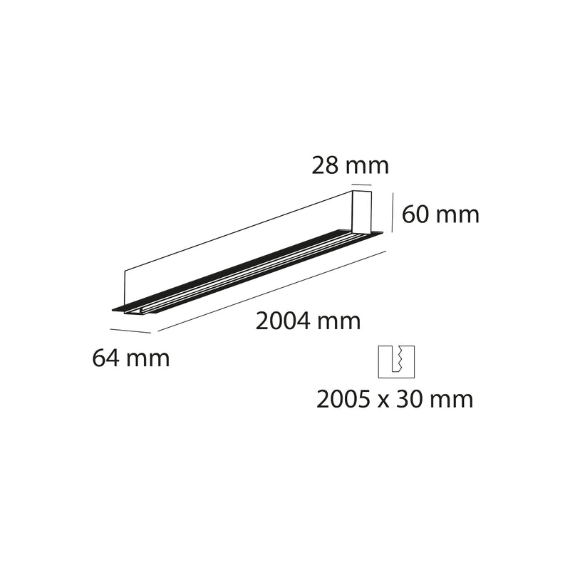 Riel 2m de empotrar MAGNETO ATENUABLE, acabado negro de AURO Lighting