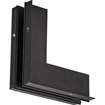 Conector esquinero exterior de riel para empotrar MAGNETO ATENUABLE, acabado negro.