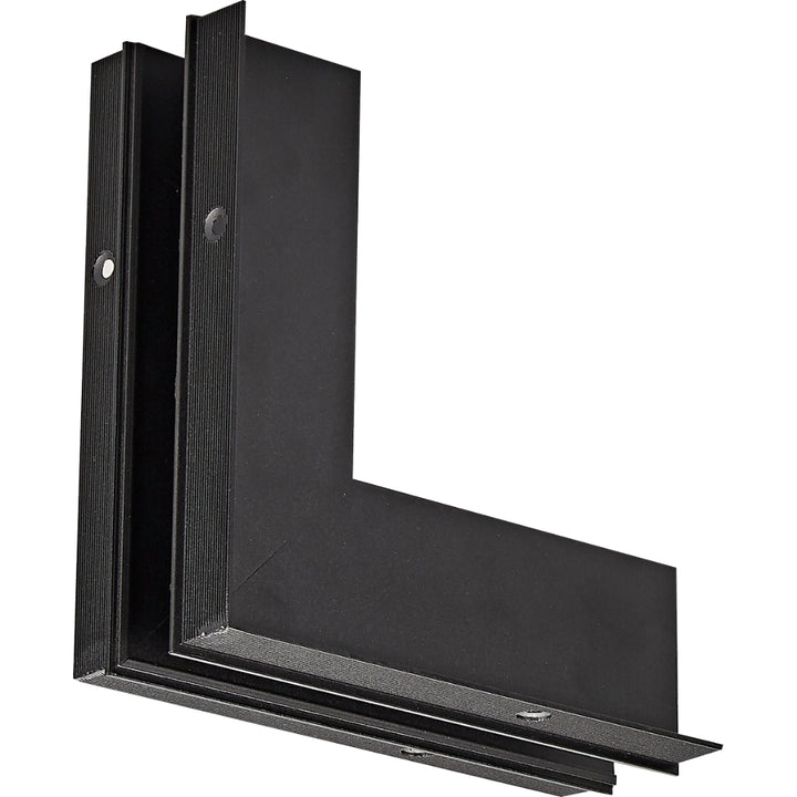 Conector esquinero exterior de riel para empotrar MAGNETO ATENUABLE, acabado negro.