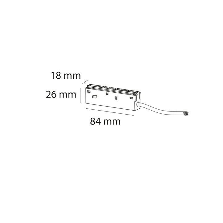 Conector inicial de riel MAGNETO ATENUABLE, acabado negro.