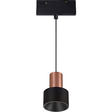Luminario colgante de riel MAGNETO ATENUABLE 5W, 48Vcd, 3000K, ángulo 20°, 0-10V, acabado negro y rosa oro de AURO Lighting