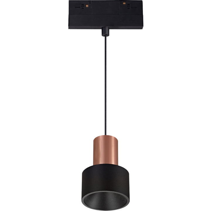 Luminario colgante de riel MAGNETO ATENUABLE 5W, 48Vcd, 3000K, ángulo 20°, 0-10V, acabado negro y rosa oro de AURO Lighting
