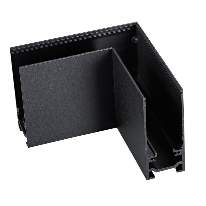 Conector esquinero horizontal derecho de riel para sobreponer o suspender MAGNETO, acabado negro.