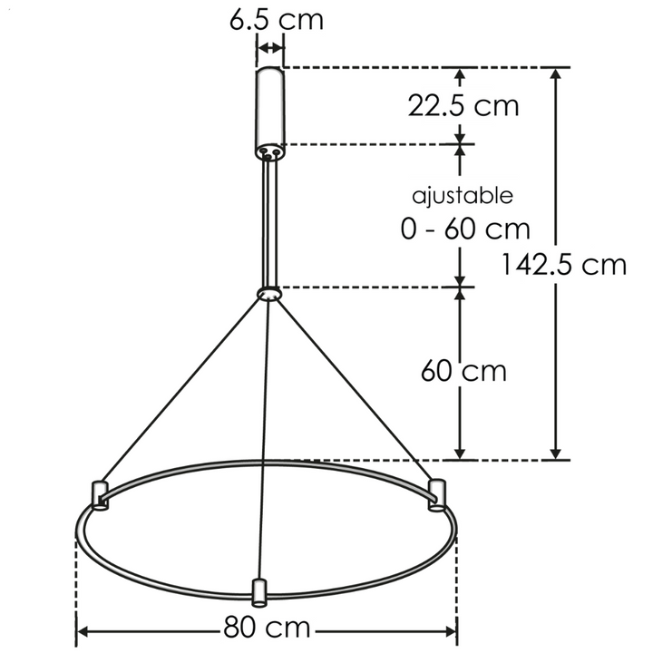 Tadema C. Base de sujeción en Aro (80cm) acabado dorado para módulos ILUEUR9028 incluye fuente de alimentación 60W (48W máx.) 100-240V 24V línea Europa iLumileds