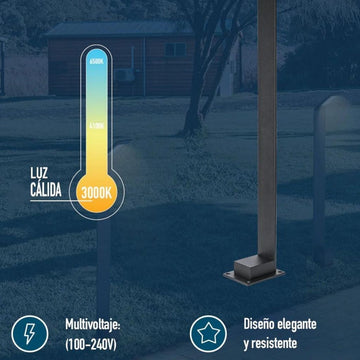 Bolardo LED Slim 4W 80cm luz neutra cálida (3000K) 100-240V de ICON