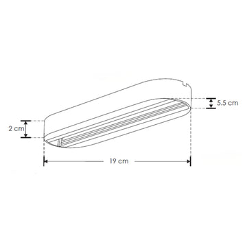 Canope electrificado oval 19cm, policarbonato acabado negro, para sobreponer luminarios de riel de la serie ILUTLA de iLumileds