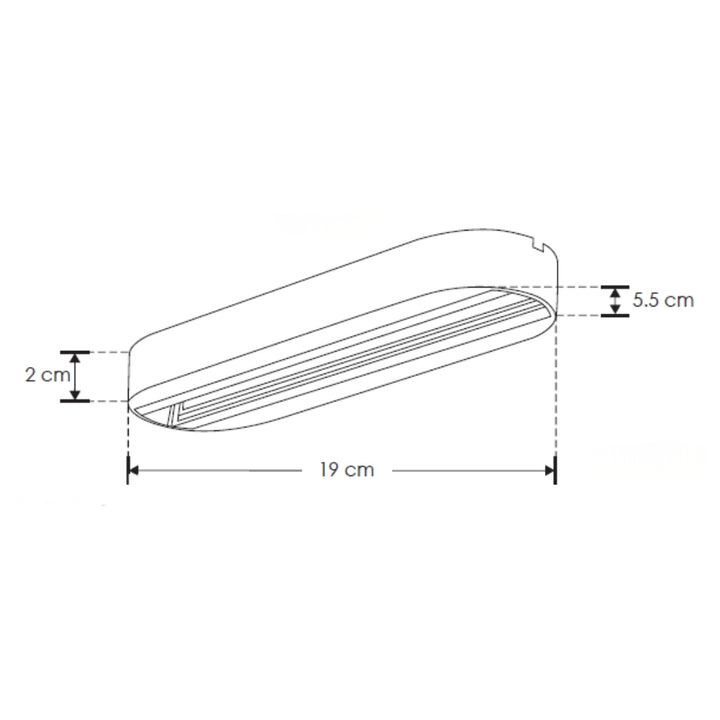 Canope electrificado oval 19cm, policarbonato acabado negro, para sobreponer luminarios de riel de la serie ILUTLA de iLumileds