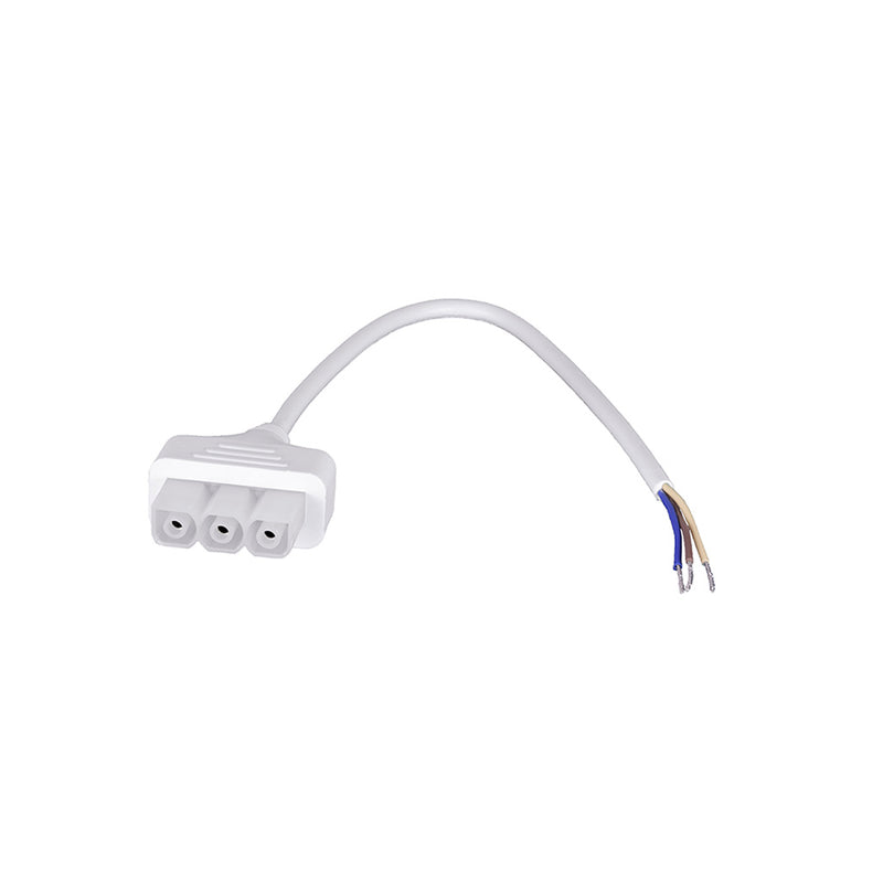 Conector macho con 30 cm de cable blanco para luminarios de la serie ILUINTG de iLumileds