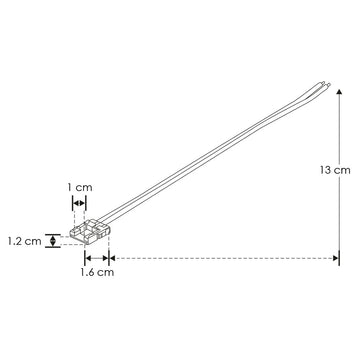 Conector rápido de plástico con 13 cm de cable, para tiras de LED extraplanas de 10mm de ancho de iLumileds