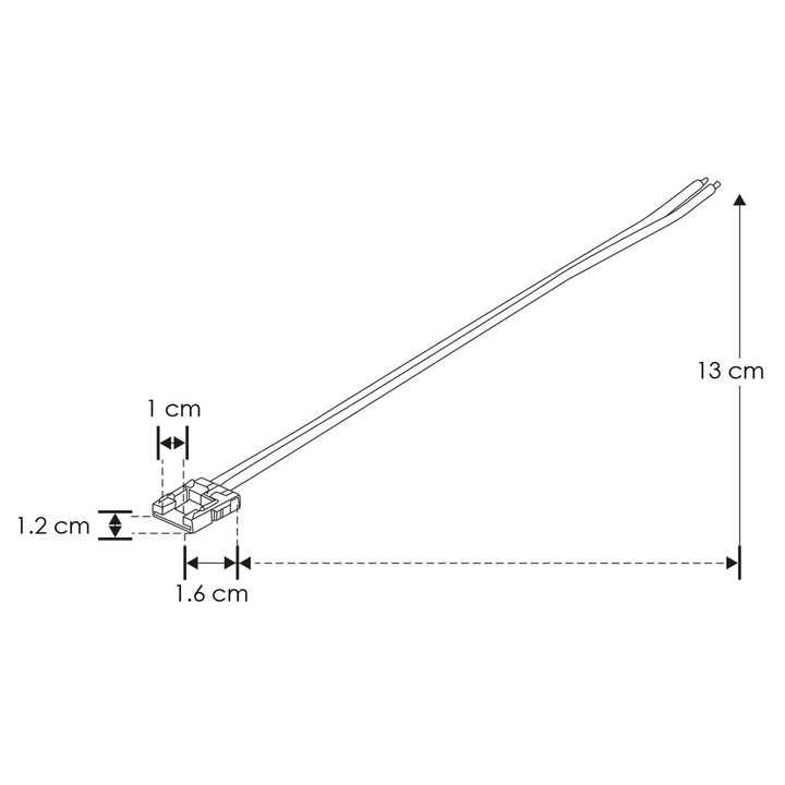 Conector rápido de plástico con 13 cm de cable, para tiras de LED extraplanas de 10mm de ancho de iLumileds