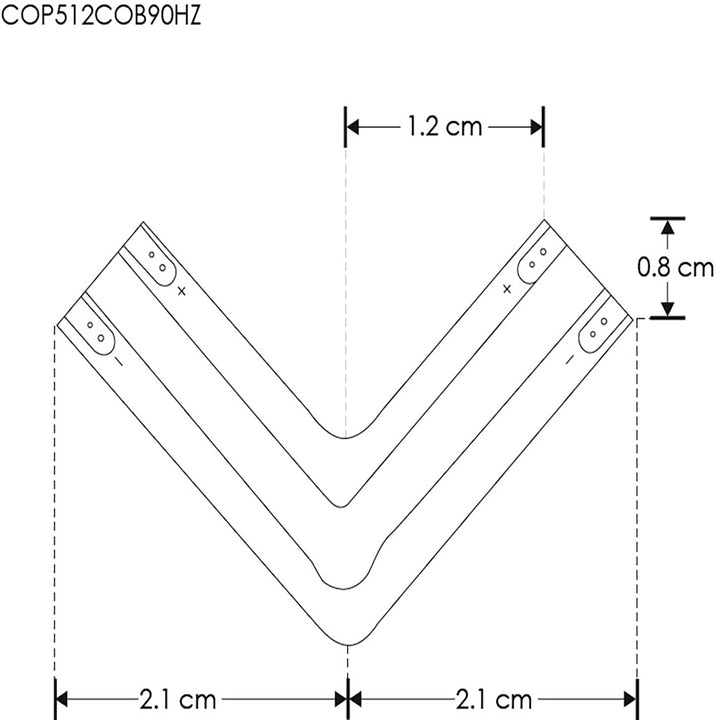 Cople horizontal 90° para tira LED COB 512 chips/m, 0.36 W 24V opciones color de luz de iLumileds