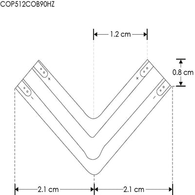 Cople horizontal 90° para tira LED COB 512 chips/m, 0.36 W 24V opciones color de luz de iLumileds
