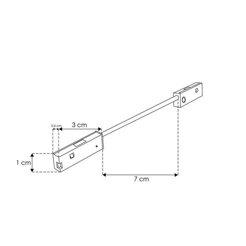 Cople macho-macho con cable de 7cm, acabado negro, para Nano Track magnético de iLumileds