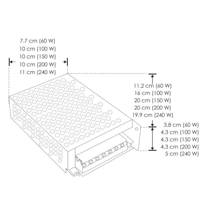 Kit 1pz Fuente de alimentación conmutada 150W (120W máx.), entrada 110-220V ca salida 24V cc, para interiores de iLumileds + 1pz Tira LED COB 12W/m 24V CRI:90 con 512 chips/m rollo 5m cálido (3000K), con auto adhesivo de iLumileds