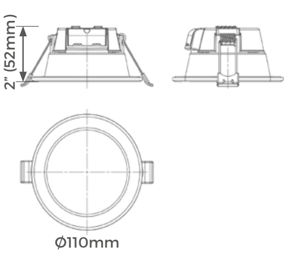 Downlight Carbon Configurable potencia y color de luz selectable (5W /8W / 10W) (cálido 3000K / neutro 4000K / neutro frío 5000K / frío 6000K), IP65 frontal, 120-277V, 0-10V de Luceco