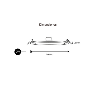 Downlight 9W (Ø14.6cm) opción color de luz neutro cálido (3000K) / neutro (4100K) / frío (6500K) 100-240V de ICON