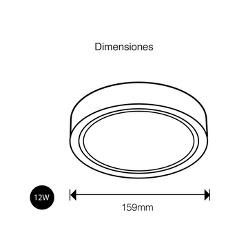 Downlight sobreponer 12W (Ø15.9 cm) opción color de luz neutro cálido (3000K) / neutro (4100K) / frío (6500K) 100-240V de ICON