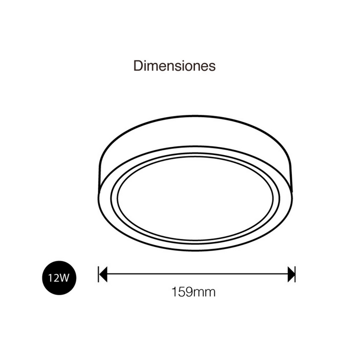 Downlight sobreponer 12W (Ø15.9 cm) opción color de luz neutro cálido (3000K) / neutro (4100K) / frío (6500K) 100-240V de ICON