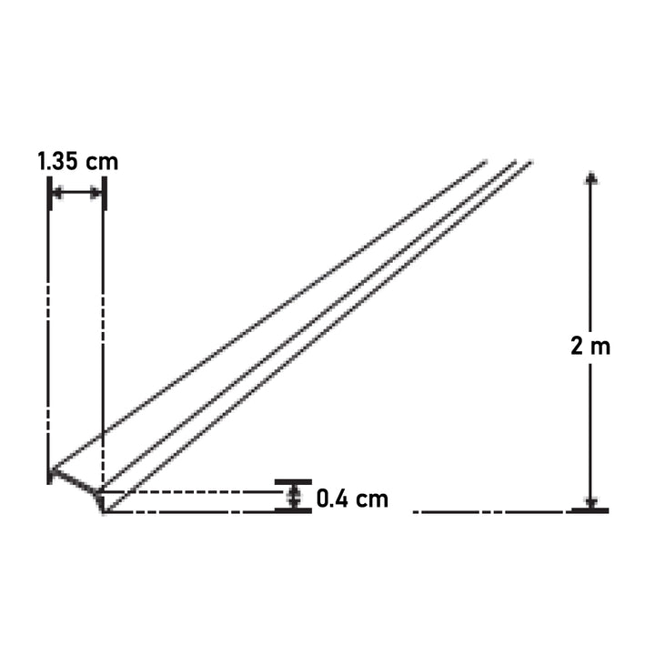 Kit perfil aluminio con ceja DXAP02KIT. -L:2m A:1.7/2.45cm Al:1.2cm- para tira LED, incluye difusor acrílico, 2 tapas laterales y 2 grapas de sujeción