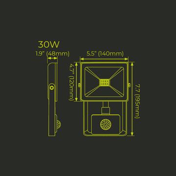 Proyector Eco Floodlight Cristal Claro con sensor PIR 30W luz fría (5000K) 120V de Luceco