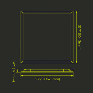 LuxPanel LED 30W 604.3mm x 604.3mm, opción color de luz neutro (4000K) y neutro frío (5000K) 50mil hr 120-277V de Luceco - Neutro Frío - 5000K - Dimensiones