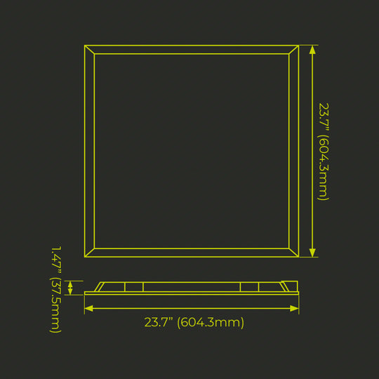 LuxPanel LED 30W 604.3mm x 604.3mm, opción color de luz neutro (4000K) y neutro frío (5000K) 50mil hr 120-277V de Luceco - Neutro Frío - 5000K - Dimensiones