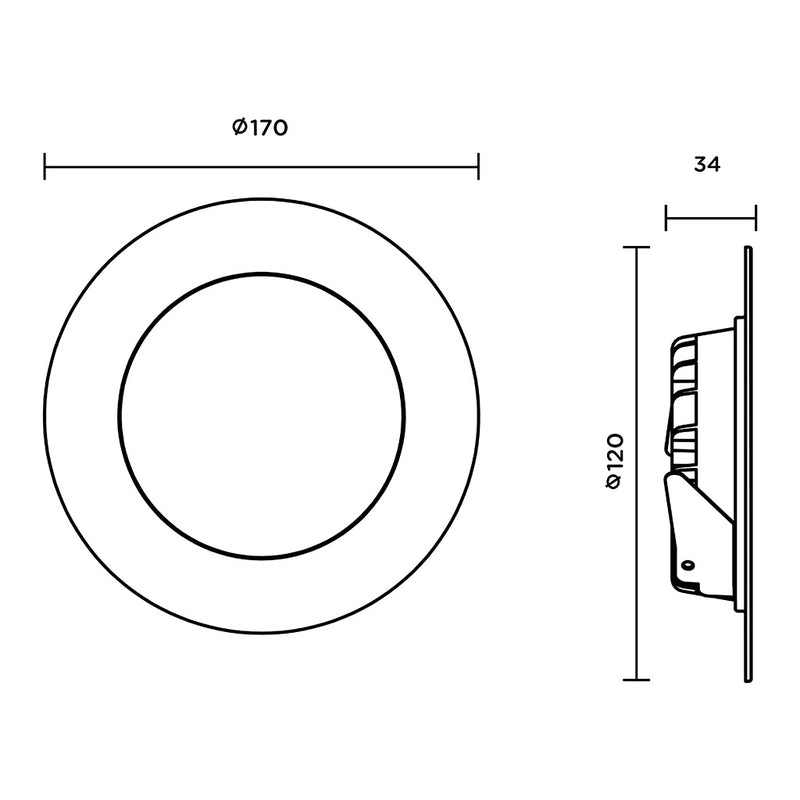 Downlight ELED12D atenuable 12W  (Ø17cm) opción color de luz cálido (3000K) y frío (6500K) 127V, adaptable en bote integral de Megamex