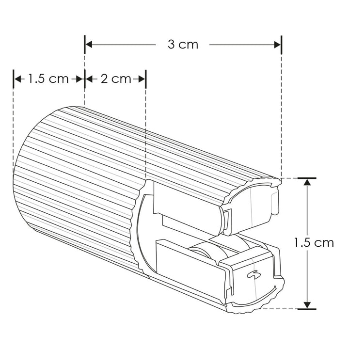 Tapa final acabado negro para micro track magnético, incluye conector para fuente de poder de iLumileds