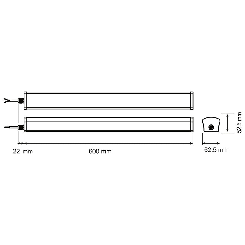 Luminario EVERBLAZE Triproof 18W IP65 luz fría (6500K) 60cm, fabricado en policarbonato thermoplástico 90-260V de Megamex