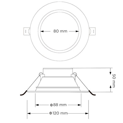 Downlight EVERGLEAM 7W aro negro (Ø12cm) opción color de luz cálido (3000K) y frío (6500K) 90-290V, de Megamex