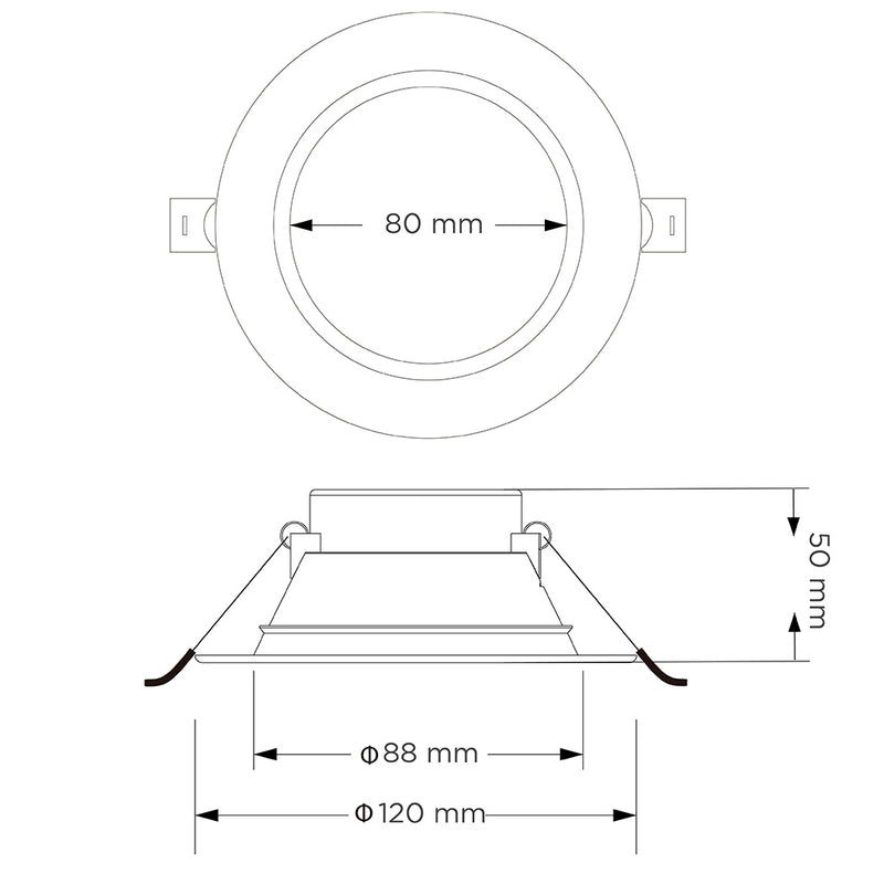 Downlight EVERGLEAM 7W aro negro (Ø12cm) opción color de luz cálido (3000K) y frío (6500K) 90-290V, de Megamex