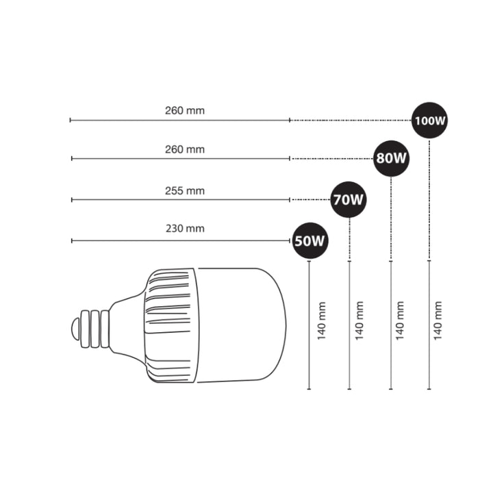 Foco Alta Potencia LED 70W E26/E40 (incluye adaptador a E40) 100-277V luz fría (6500K) cuerpo aluminio de ICON