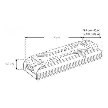 Fuente de poder conmutada 60W (48W máx.) 24Vcc 100-265Vca para interiores de iLumileds