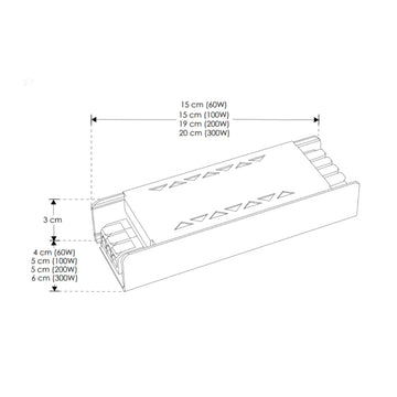 Fuente de alimentación 60W (54W máx.) 24Vcc, con selector de brillo (100%-60%-17%-6%) y efecto fade de entrada opcional, 85-277Vca de iLumileds