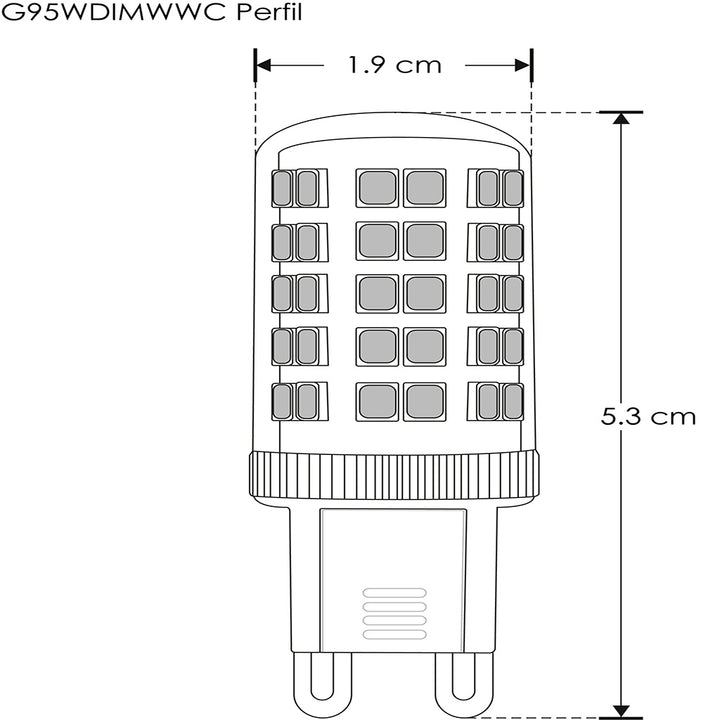 Foco atenuable tipo cacahuate 5W atenuable 110-127V color de luz neutro cálido (3000K) base G9 de iLumileds