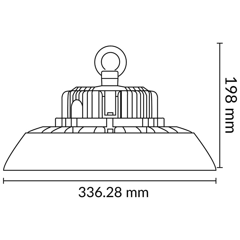 Highbay alto flujo 150W luz neutra fría (5500K) 120° 24,000lm 90-300V de Megamex