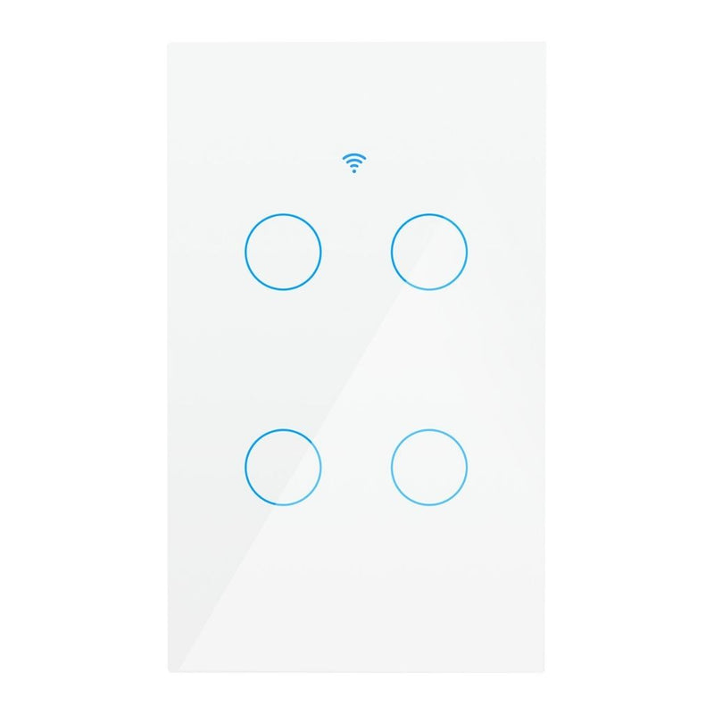 Interruptor Smart WiFi cuatruple con neutro opción acabado blanco o negro de ICON